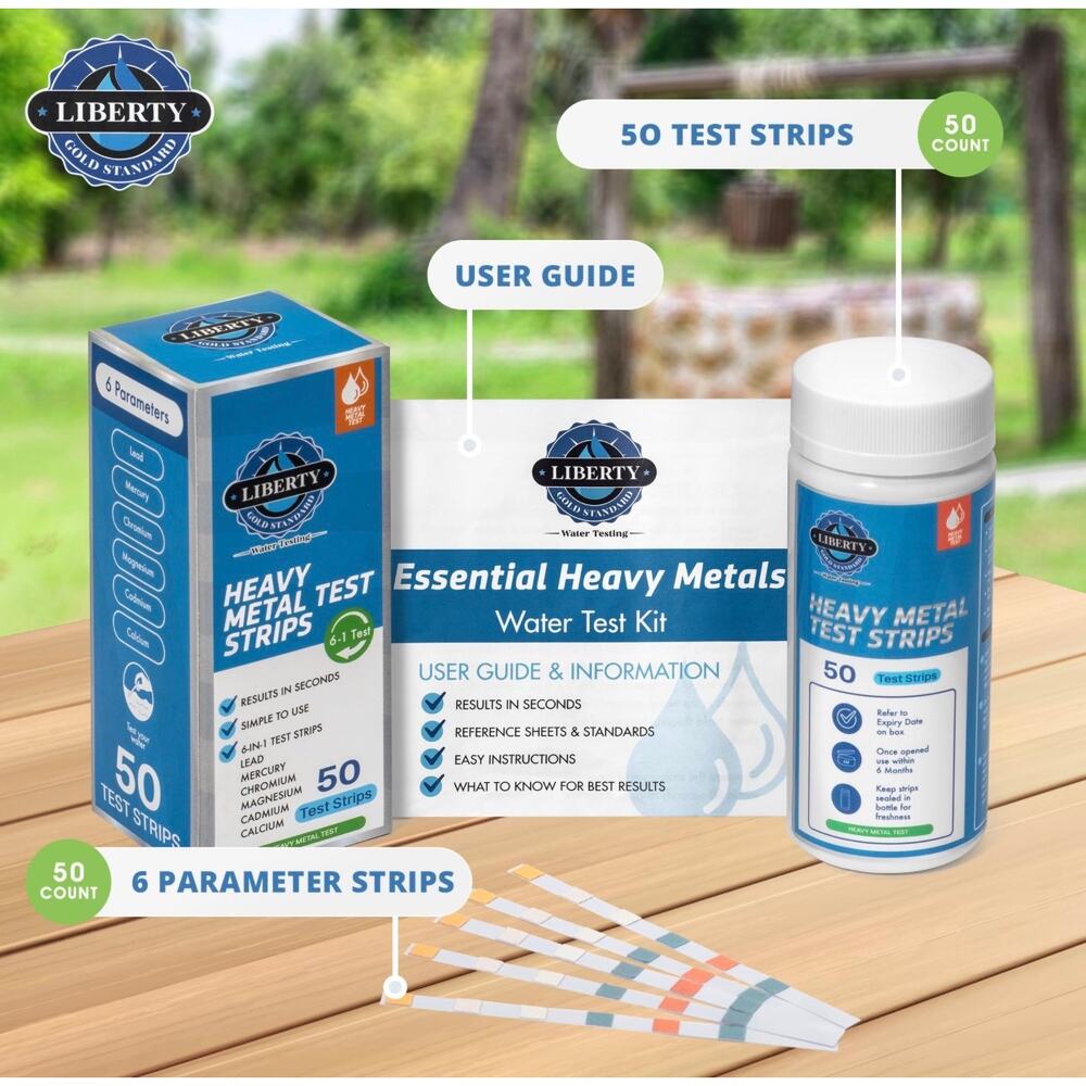 Liberty Gold Standard Hard Water Testing Strips 6 in 1 Ct 50